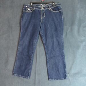 Dereon Jeans Womens Size 13/14 Blue Straight Ankle Modern Hip Hop Denim Mid Rise